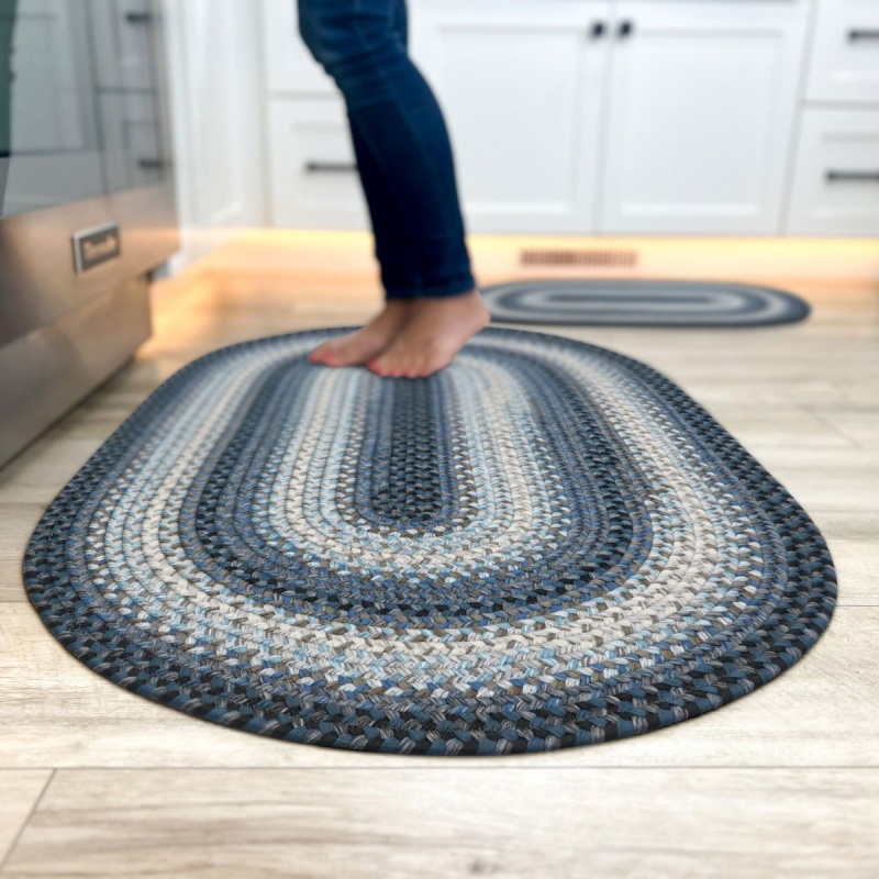 Juniper Blue Ultra Durable Small Braided Oval Rugs In Set