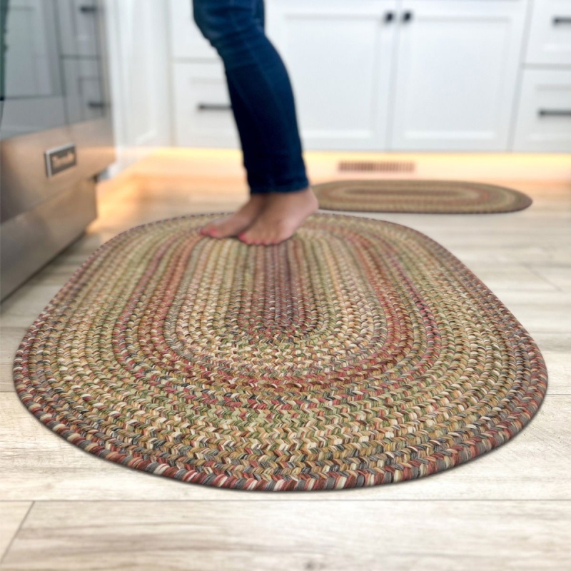 Rainforest Multi Color Ultra Durable Braided Oval Rug In Sets