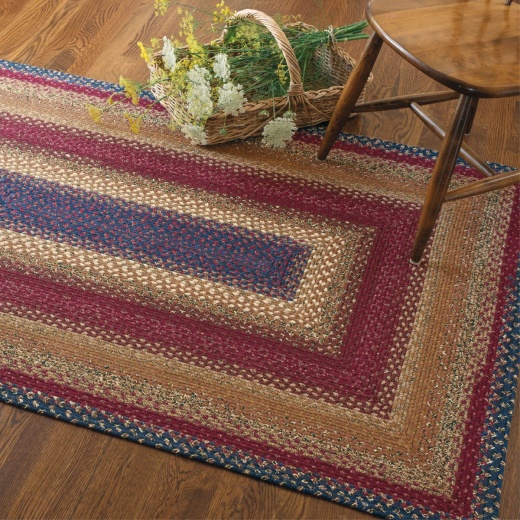 Log Cabin Step Multi Color Cotton Braided Oval Rug