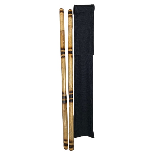 Kids Karate Martial Arts Burned Rattan Escrima Sticks & Case Set by I&i Sports