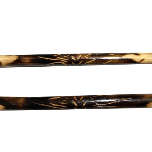 Pair (2) Deluxe Carved Escrima Kali Arnis Burned Rattan Sticks Fire Hardened 28"