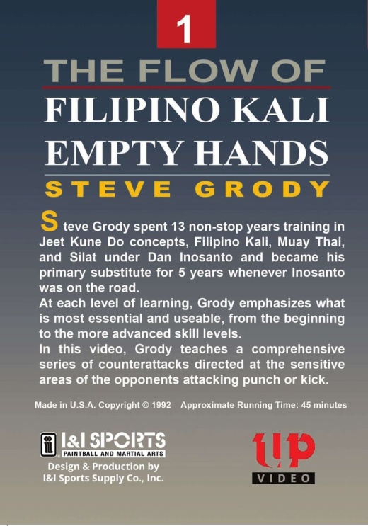 Flow Of Filipino Kali Empty Hands #1 Martial Arts Dvd Steve Grody Escrima  Arnis