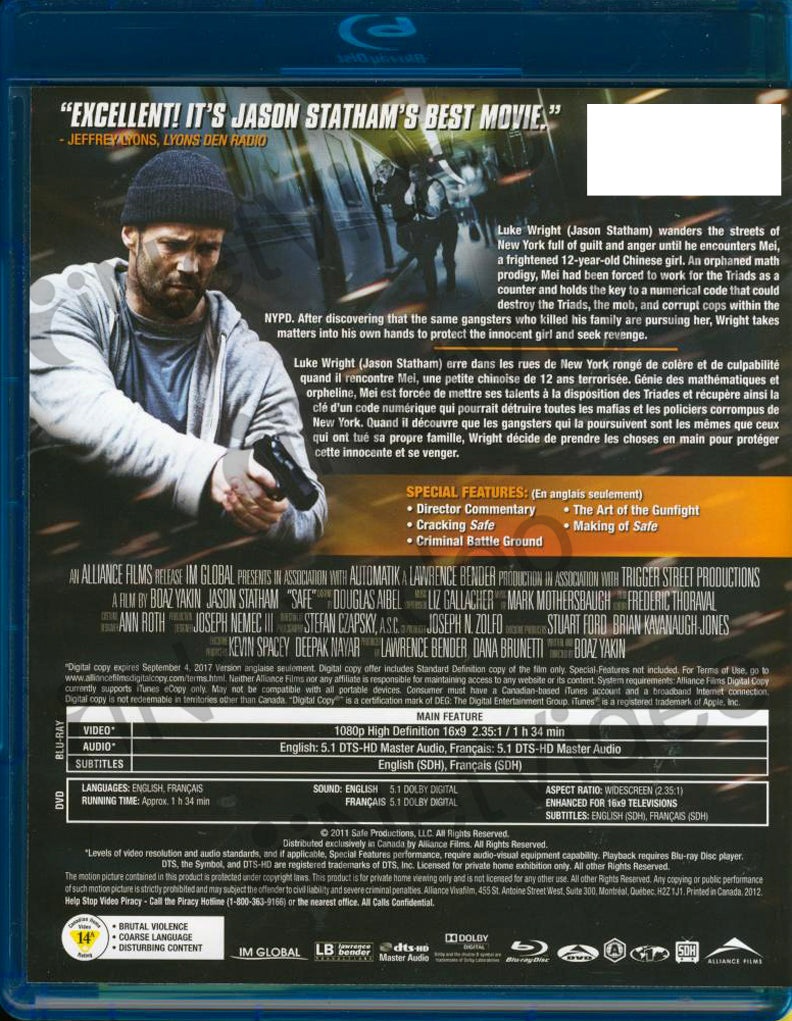 Safe (dvd+blu-ray Combo + Digital Copy) (bilingual) (blu-ray)