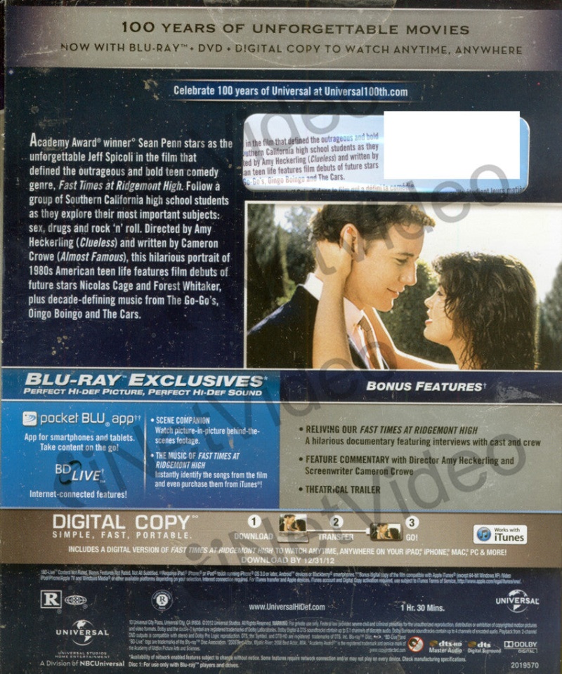 Fast Times At Ridgemont High (Blu-Ray+Dvd+Digital Copy) (Blu-Ray)