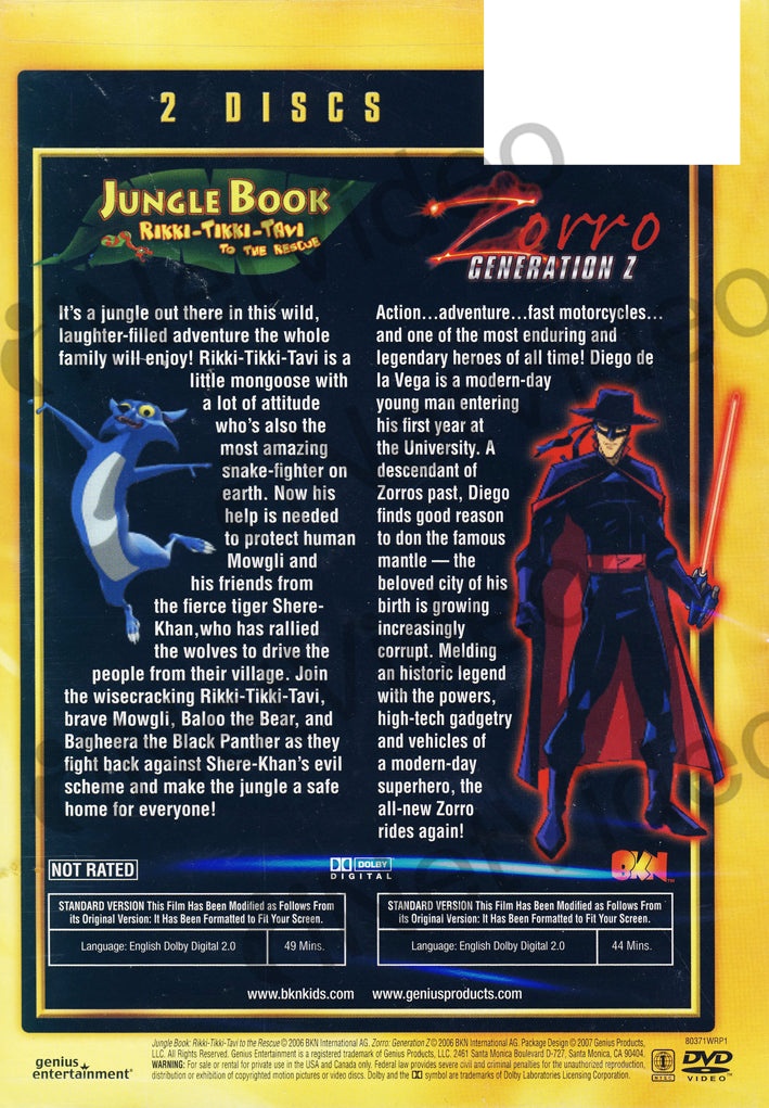 Jungle Book Rikki-Tikki-Tavi To The Rescue / Zorro Generation Z (Double Feature)
