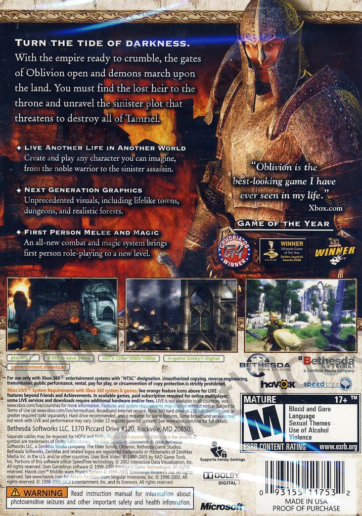 The Elder Scrolls Iv - Oblivion (Xbox360)