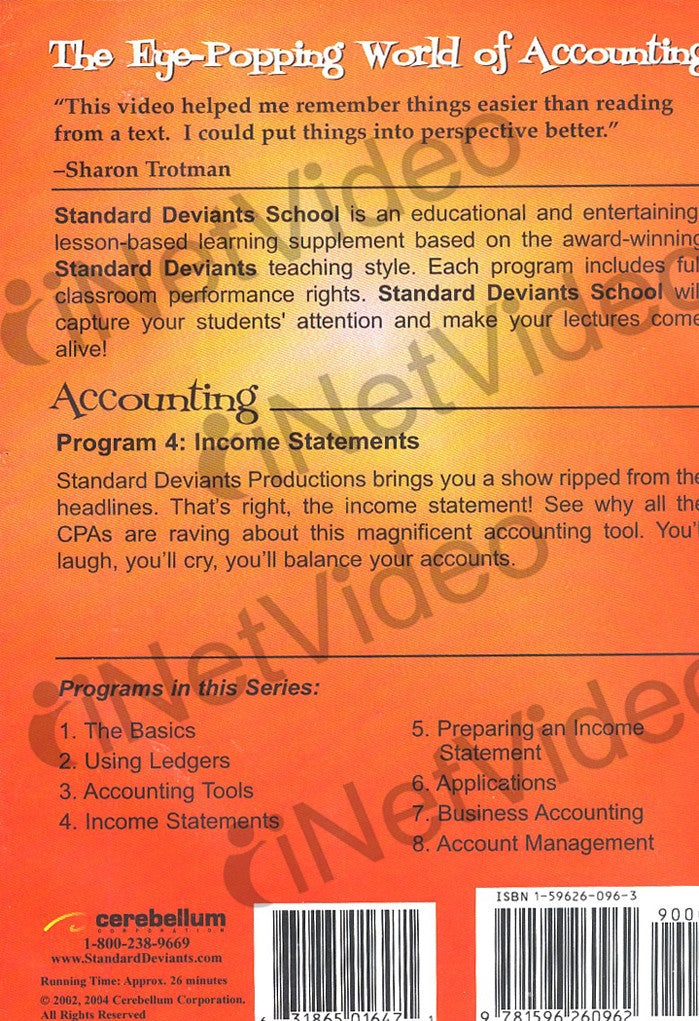 Standard Deviants School - Accounting, Program 4 - Income Statements (Classroom Edition)
