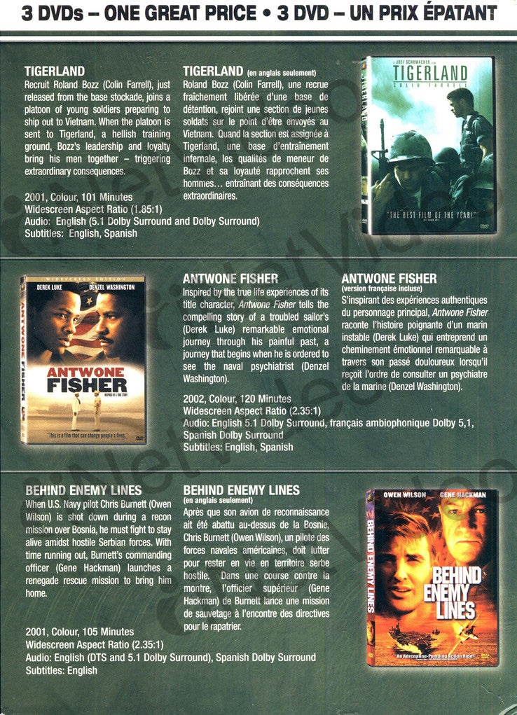 Tigerland/ Antwone Fisher / Behind Enemy Lines (Soldier's Pack