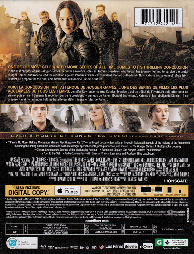 The Hunger Games: Mockingjay Part 2 (Blu-Ray + Dvd + Digital Copy) (Blu-Ray) (Steelcase)(Bilingual)