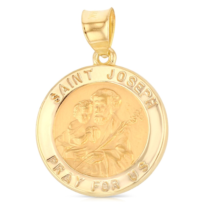 14K Gold Religious St. Joseph Charm Pendant