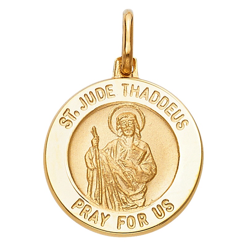 14K Gold St. Jude Thaddeus Religious Pendant