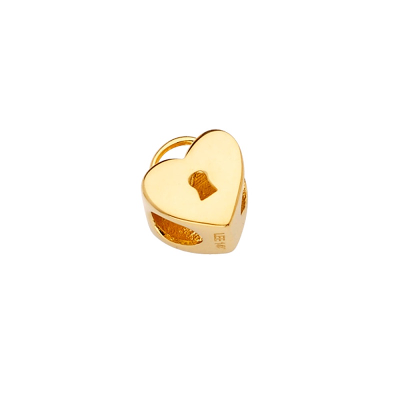 14K Gold Heart Lock Slider Mix & Match Charm Pendant