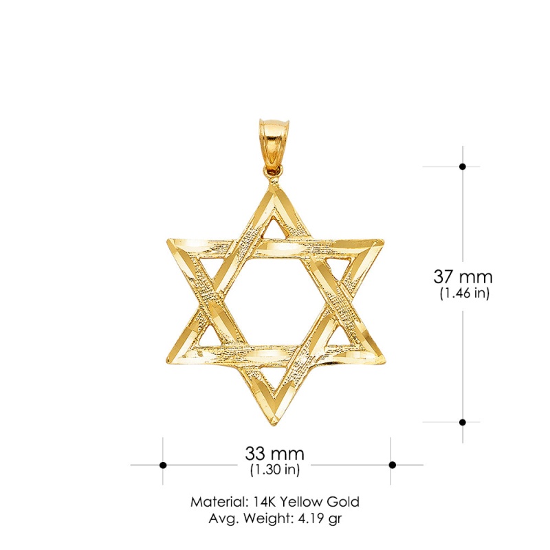 14K Gold Star Of David Charm Pendant