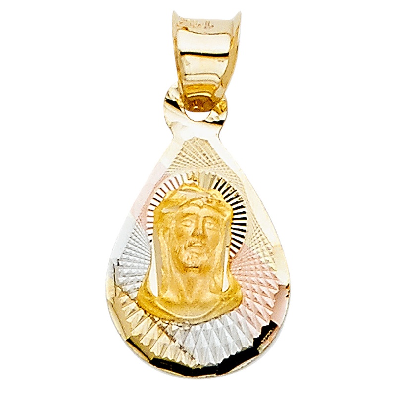 14K Gold Religious Jesus Stamp Charm Pendant