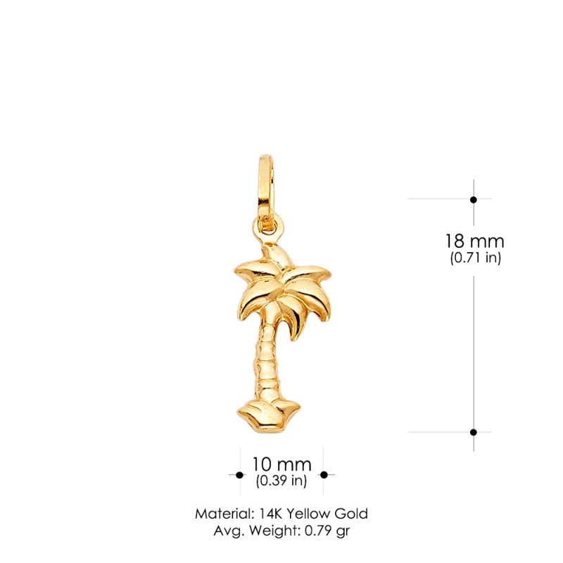 14K Gold Palm Tree Charm Pendant