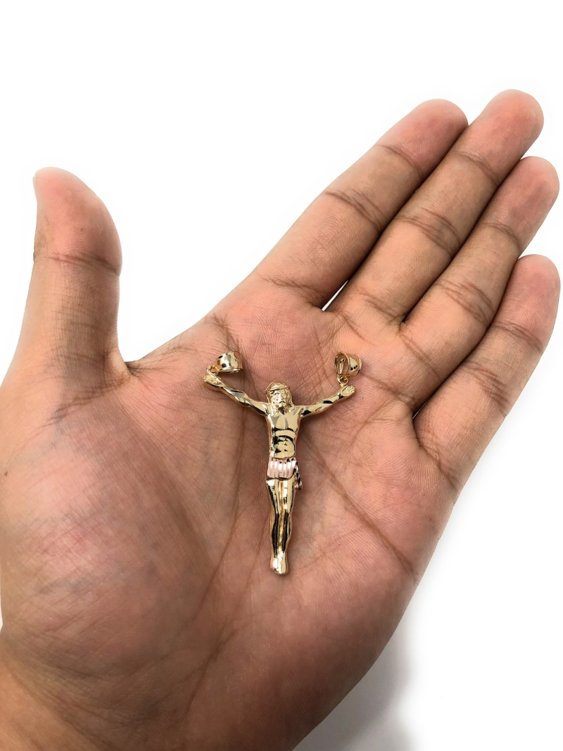 14K Gold Jesus Body Crucifix Cross Religious Pendant