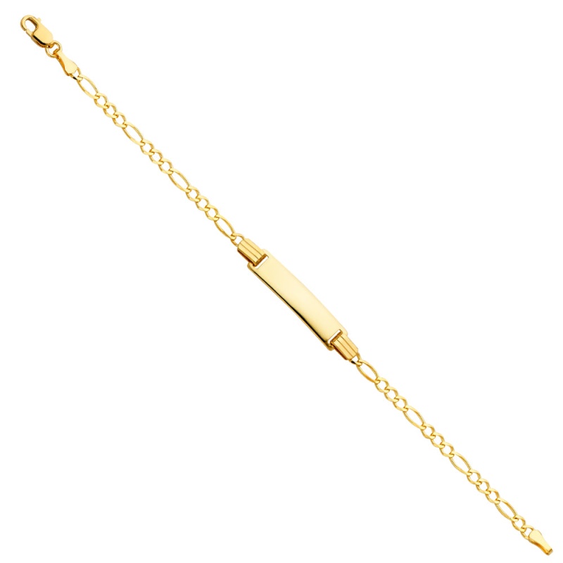 14K Solid Gold Figaro 3+1 Baby Id Bracelet - 6'