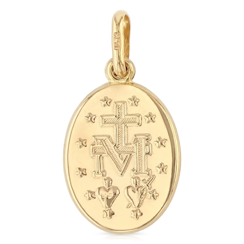 14K Gold Religious Virgin Mary Miraculous Medal