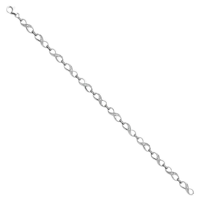14K Solid Gold Cz Infinity Bracelet - 7.25'