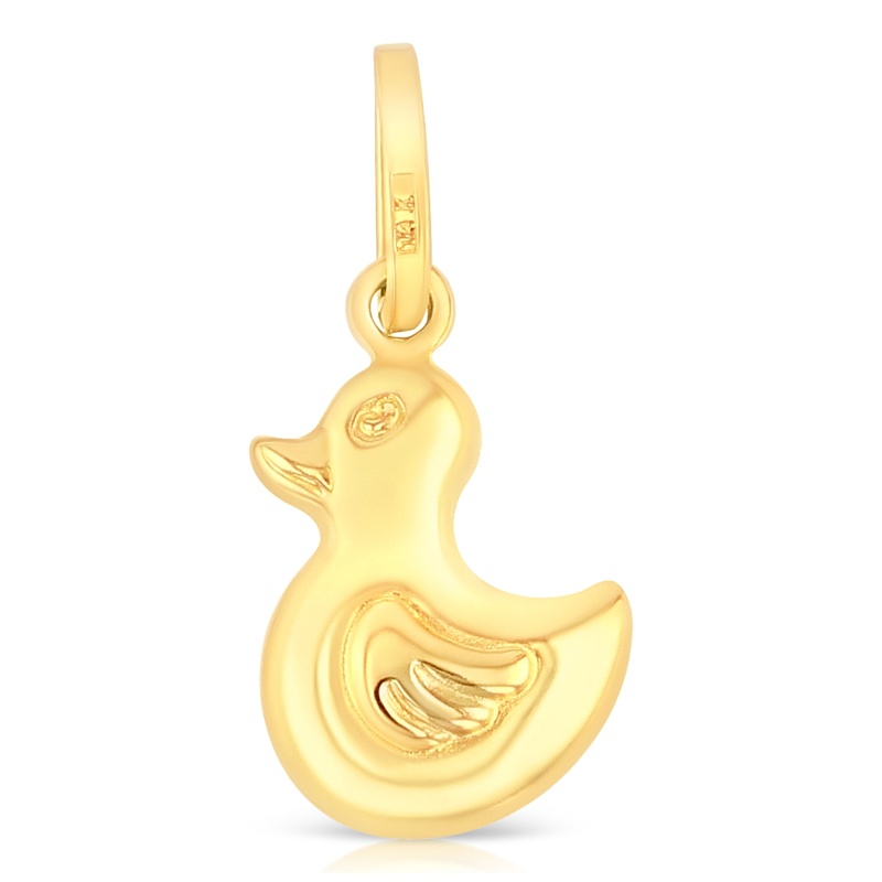 14K Gold Floating Duck Charm Pendant