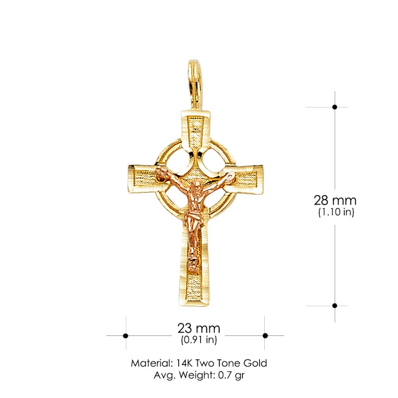 14K Gold Religious Crucifix Charm Pendant