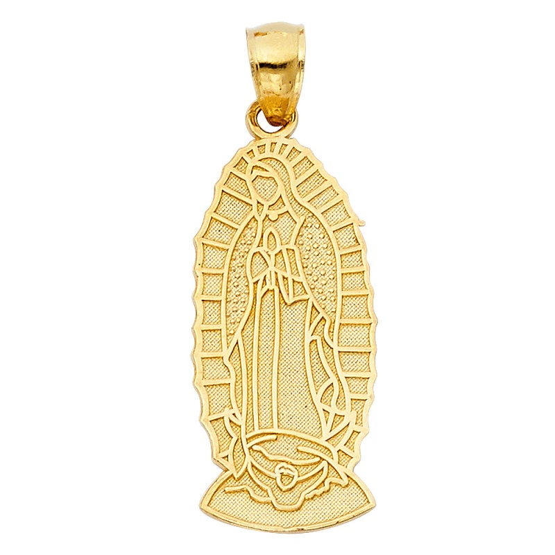 14K Gold Religious Guadalupe Charm Pendant