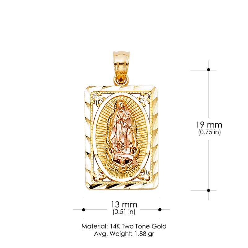 14K Gold Religious Guadalupe Charm Pendant