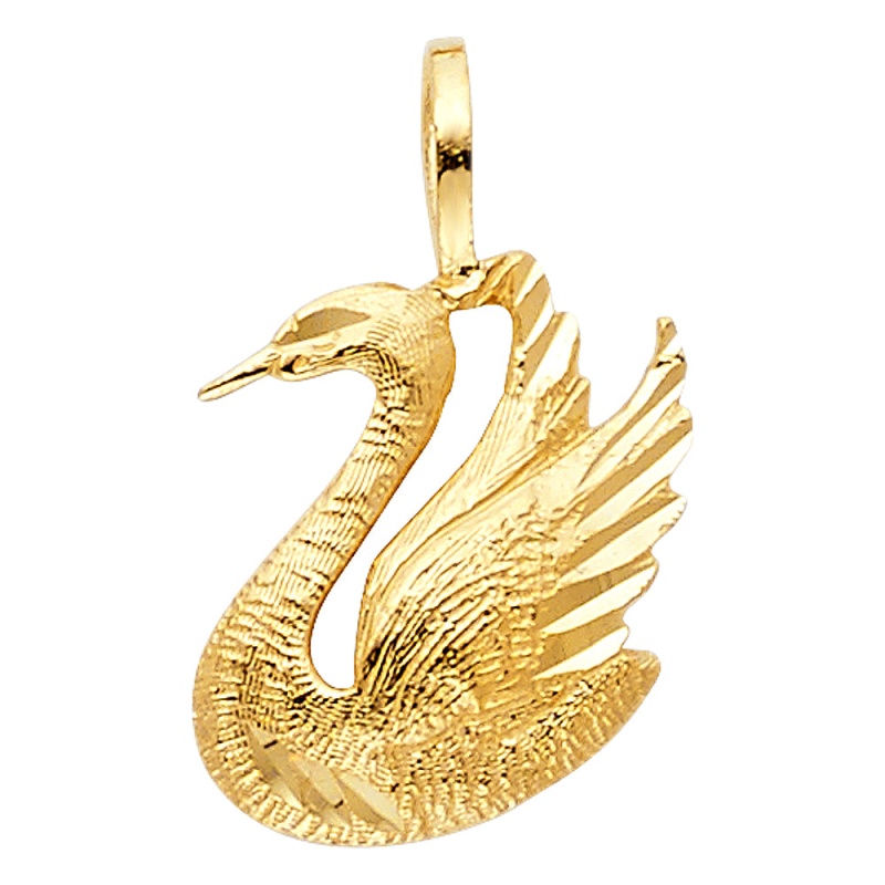 14K Gold Swan Charm Pendant