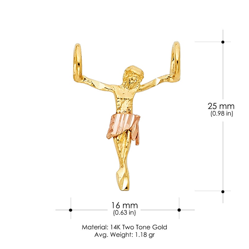 14K Gold Jesus Body Crucifix Cross Religious Pendant