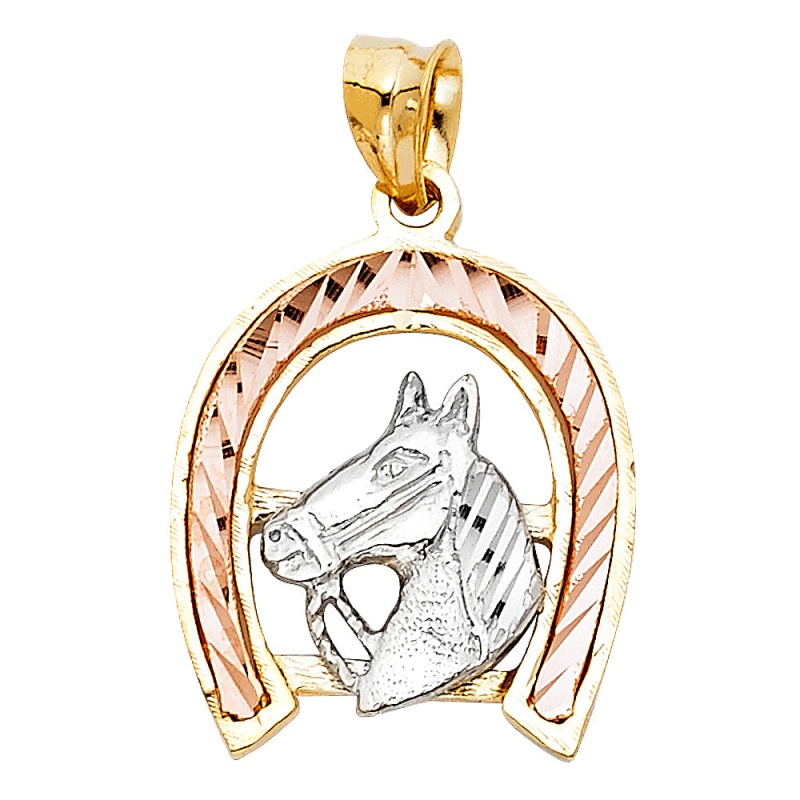 14K Gold Lucky Horseshoe Charm Pendant