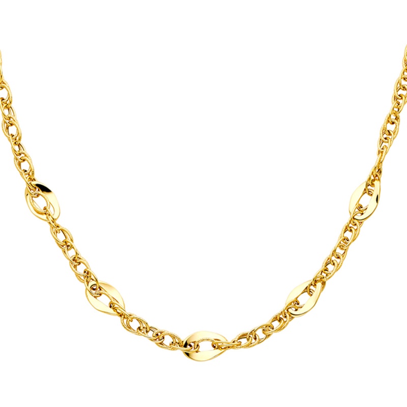 14K Gold Fancy Chain Linked Hollow Chain Necklace - 18'