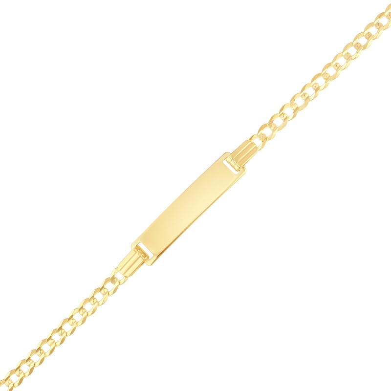 14K Solid Gold Cuban Baby Id Bracelet - 6'