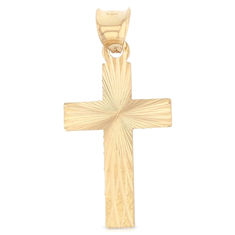 14K Gold Religious Cross Stamp Charm Pendant