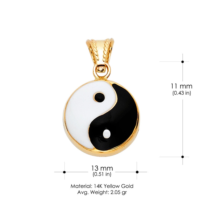 14K Gold Yin And Yang Enamel Charm Pendant