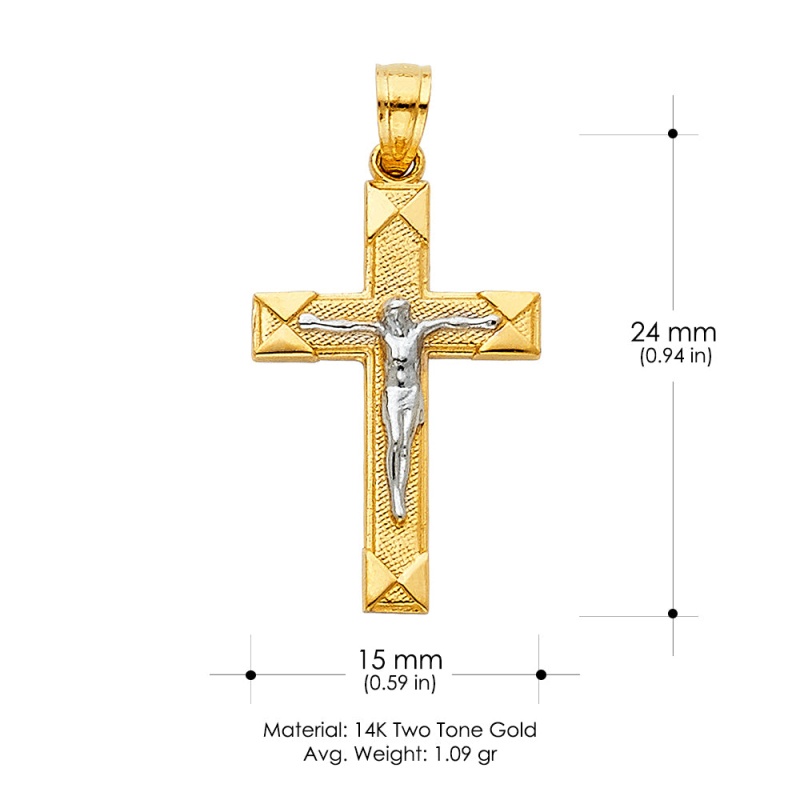 14K Gold Jesus Crucifix Cross Religious Pendant