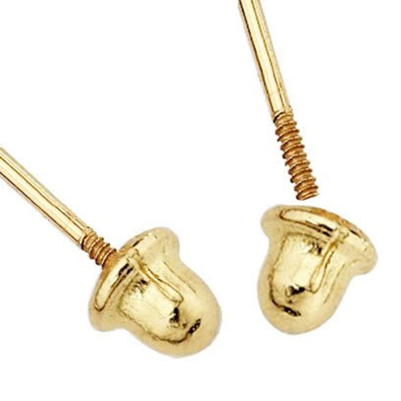 14K Gold Round Cut Red Cz Heart Stud Earrings