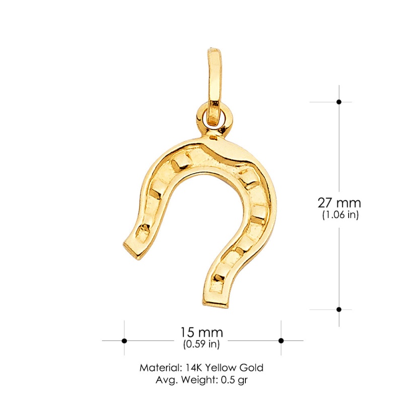 14K Gold Lucky Horseshoe Charm Pendant