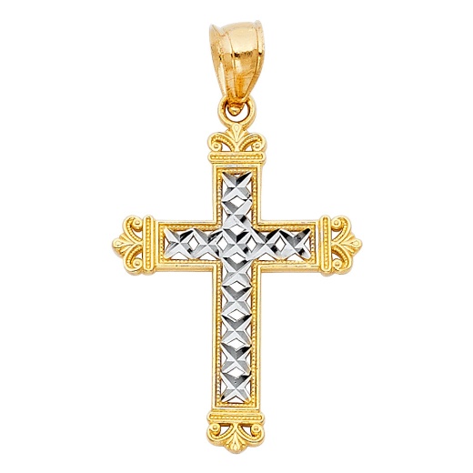 14K Gold Cross Religious Charm Pendant by Ioka