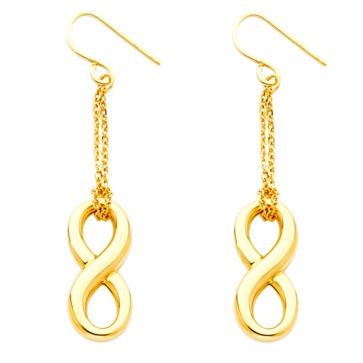 14K Gold Hollow Infinity Symbol Dangle Earrings - Ioka