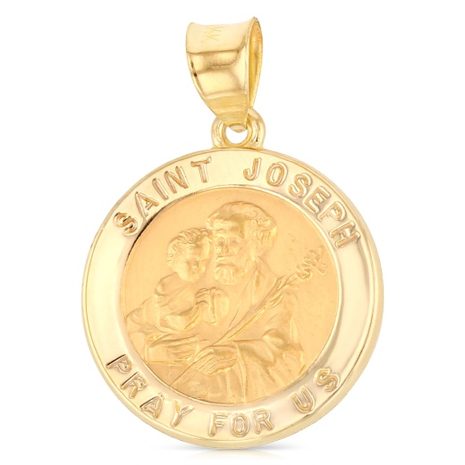 14K Gold Religious St. Joseph Charm Pendant - Ioka