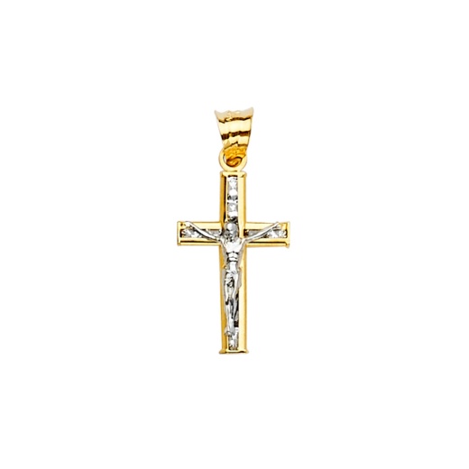 14K Gold Cz Crucifix Cross Religious Pendant
