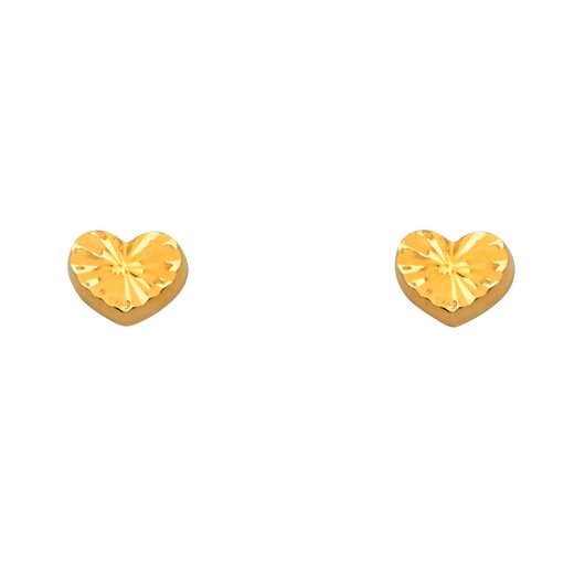 14K Gold Diamond Cut Heart Stud Earrings by Ioka