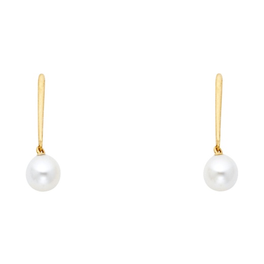 14K Gold Pearl Dangle Drop Stud Earrings - Ioka Jewelry