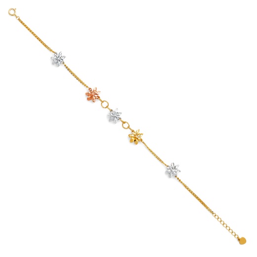 Ioka 14K Gold Stamp Dc Flower Chain Bracelet - 7+1 inches