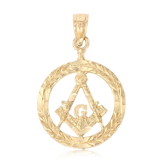 14K Gold Freemason Masonic Charm Pendant