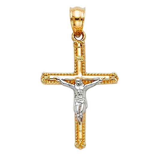 14K Gold Jesus Crucifix Cross Religious Pendant - Ioka