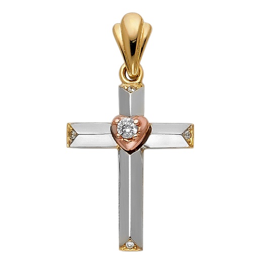 14K Gold Religious Cross Charm Pendant - Ioka