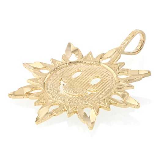 14K Gold Sun Charm Pendant