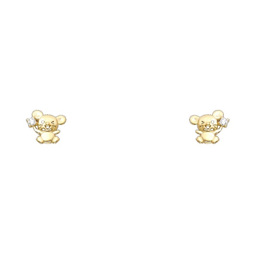 14K Gold Cz Cute Tiny Mouse Rat Stud Earrings by Ioka