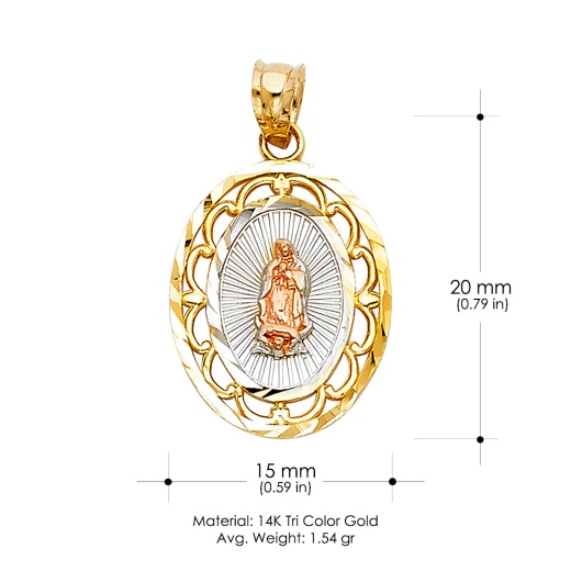 14K Gold Religious Guadalupe Charm Pendant - Ioka